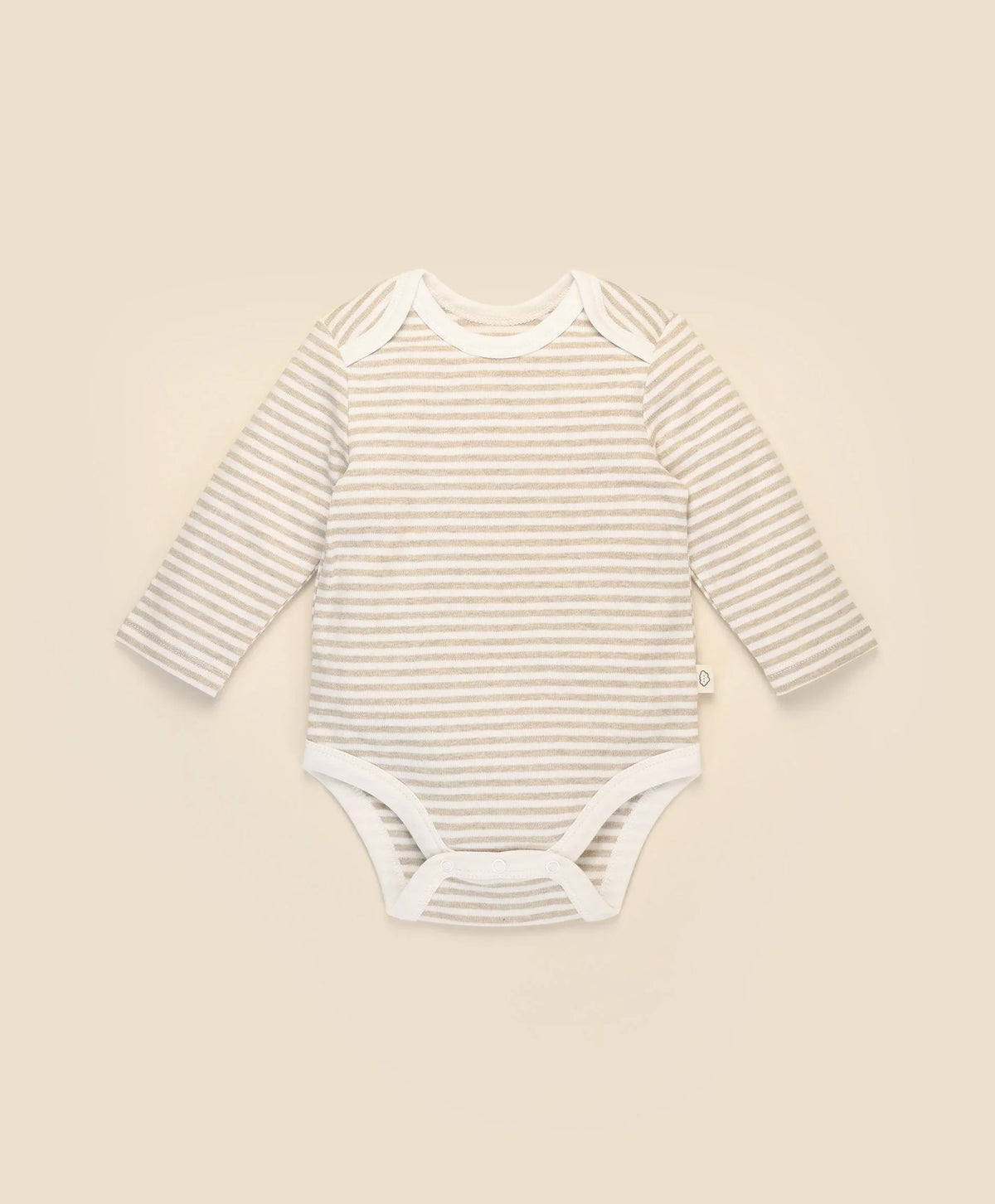 Organic Cotton Long Sleeve Bodysuit - Oat Stripes
