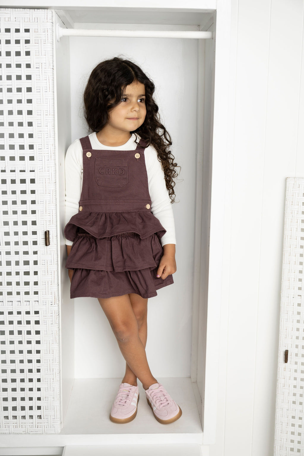 Cracked Soda Blossom Denim Pinafore Plum