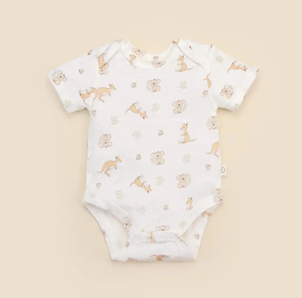 Bamboo S.S Bodysuit - Kangaroo & Koala