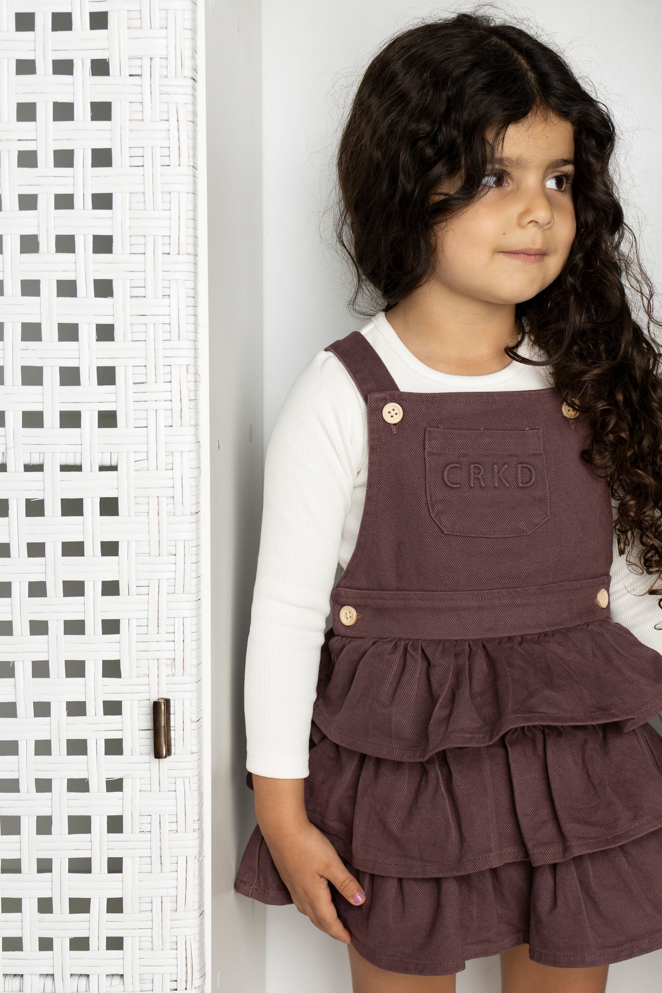 Cracked Soda Blossom Denim Pinafore Plum