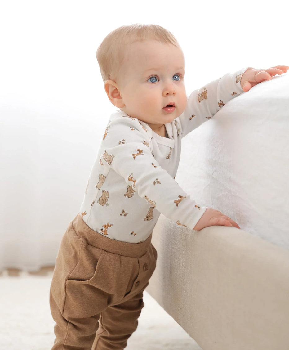 Organic Cotton Long Sleeve Bodysuit - Bear and Bunny
