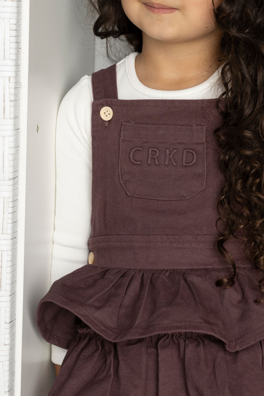 Cracked Soda Blossom Denim Pinafore Plum