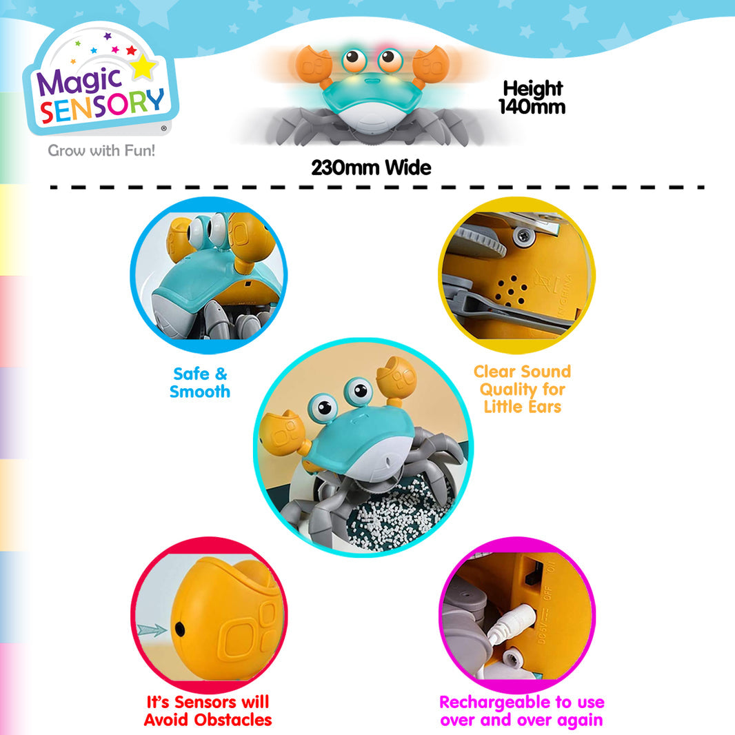 Magic Sensory Interactive Crawling Crab - Blue