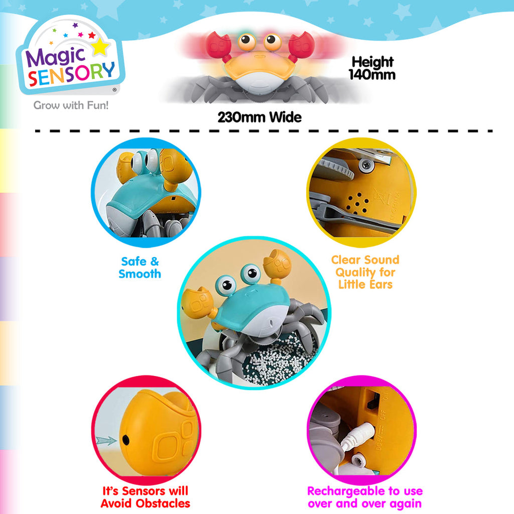 Magic Sensory Interactive Crawling Crab - Orange