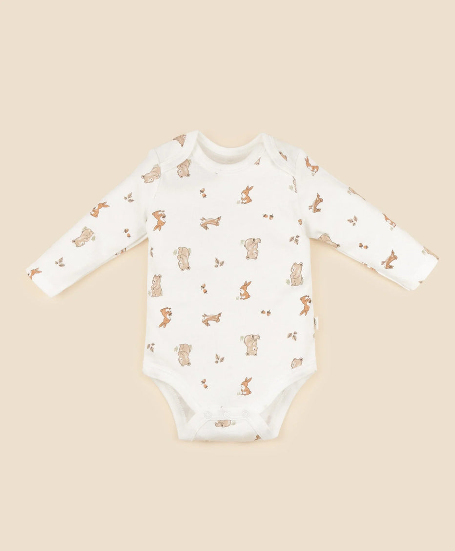 Organic Cotton Long Sleeve Bodysuit - Bear and Bunny