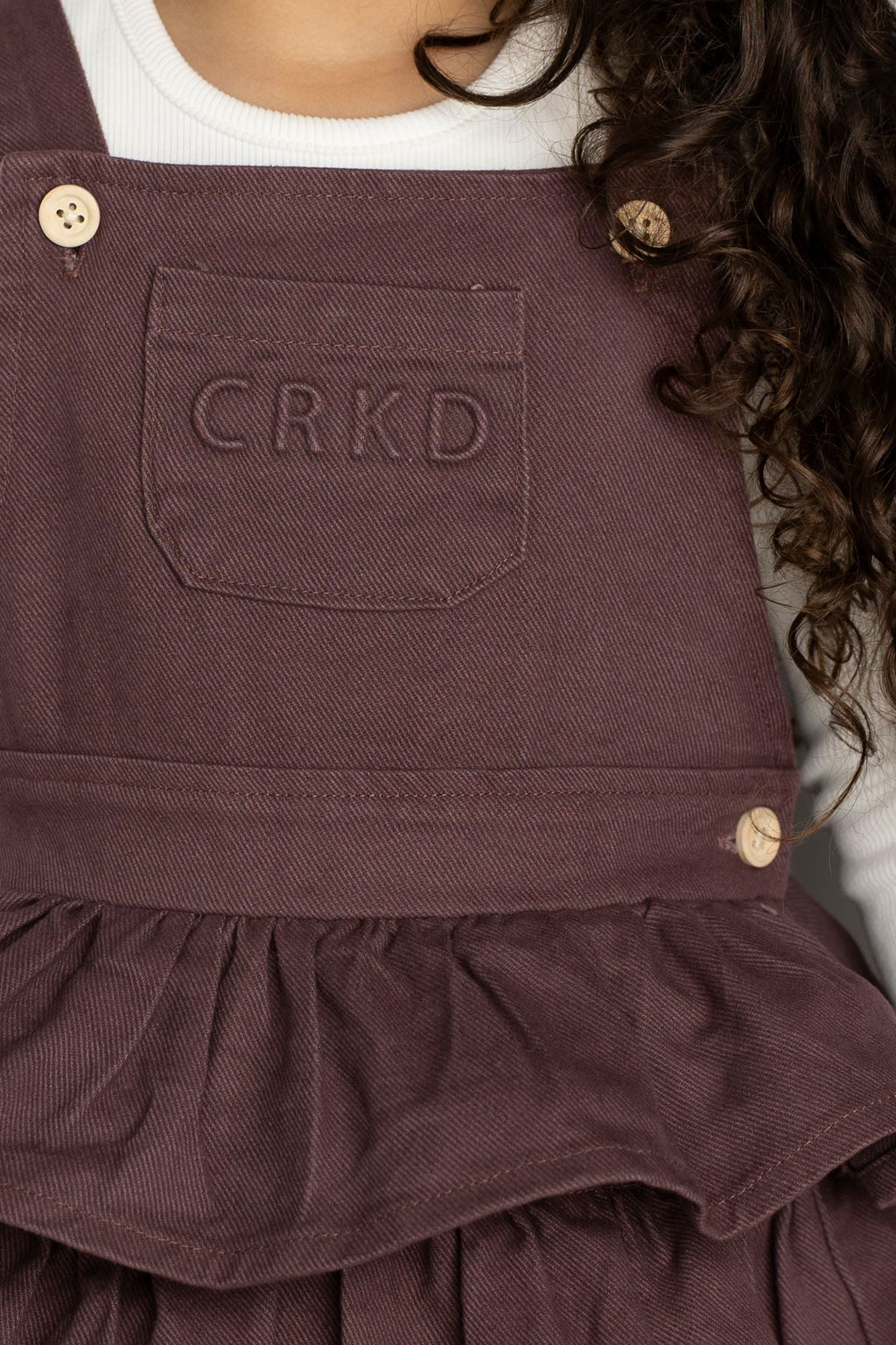 Cracked Soda Blossom Denim Pinafore Plum