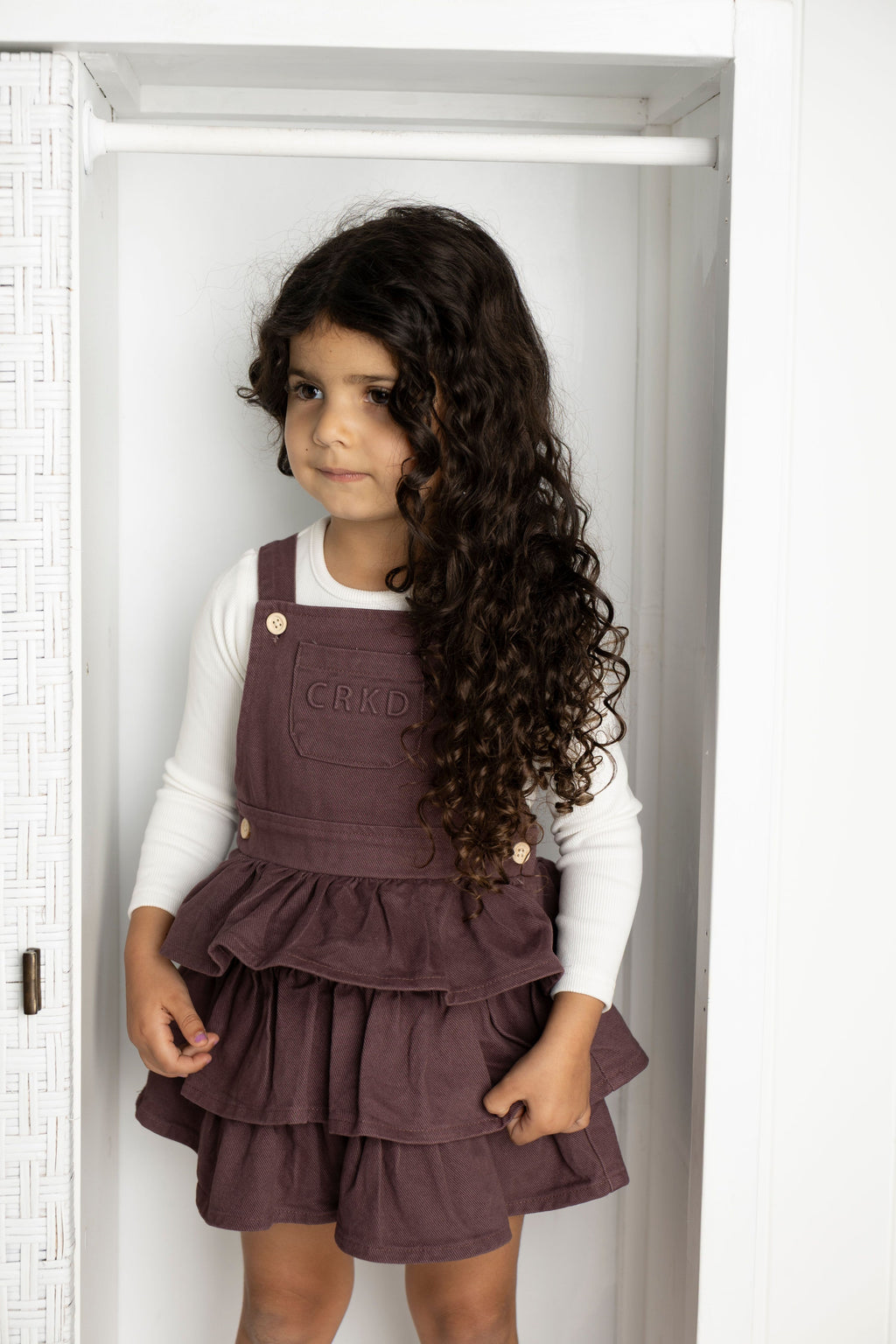Cracked Soda Blossom Denim Pinafore Plum