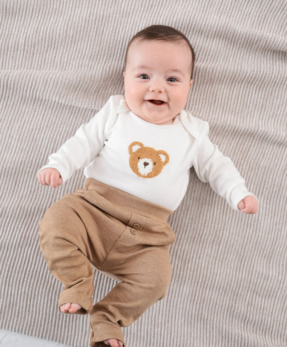 Organic Cotton Long Sleeve Bodysuit - Chenille Bear