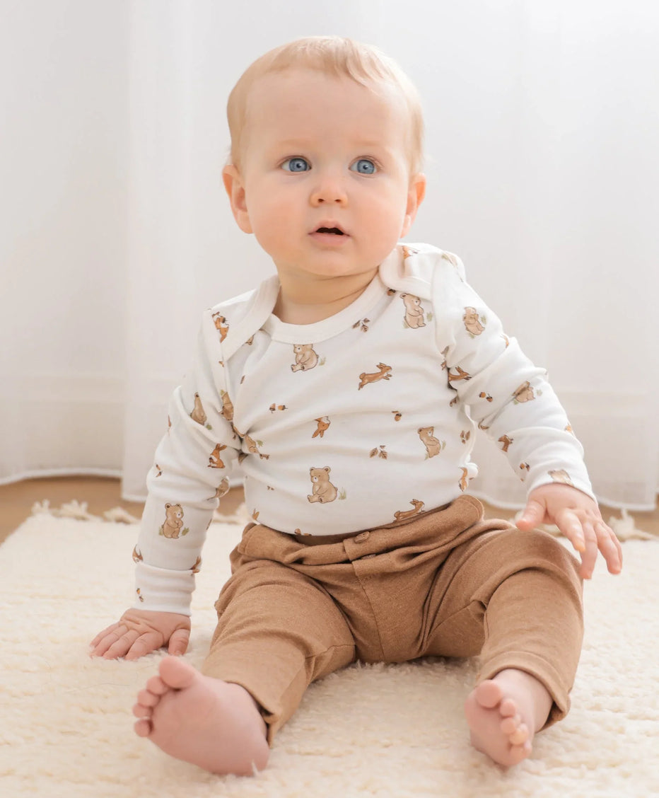 Organic Cotton Long Sleeve Bodysuit - Bear and Bunny