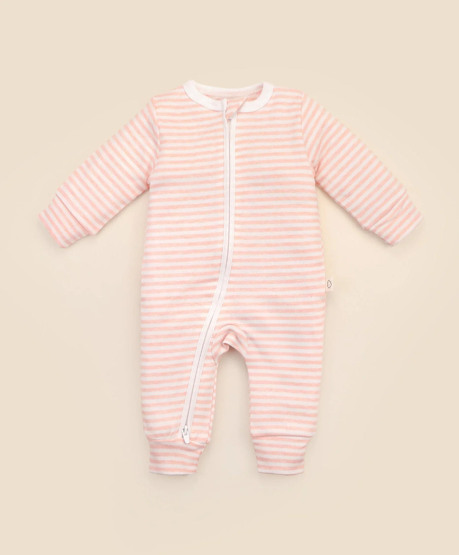 Organic Cotton Growsuit - Pink Stripes