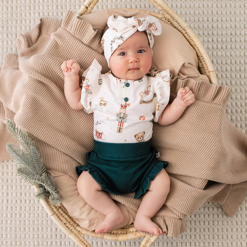 Snuggle Hunny Santa's Toy Shop Short Sleeve Bodysuit with Frill