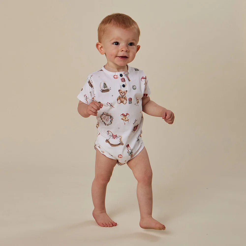 Snuggle Hunny Santa's Toy Shop Short Sleeve Bodysuit