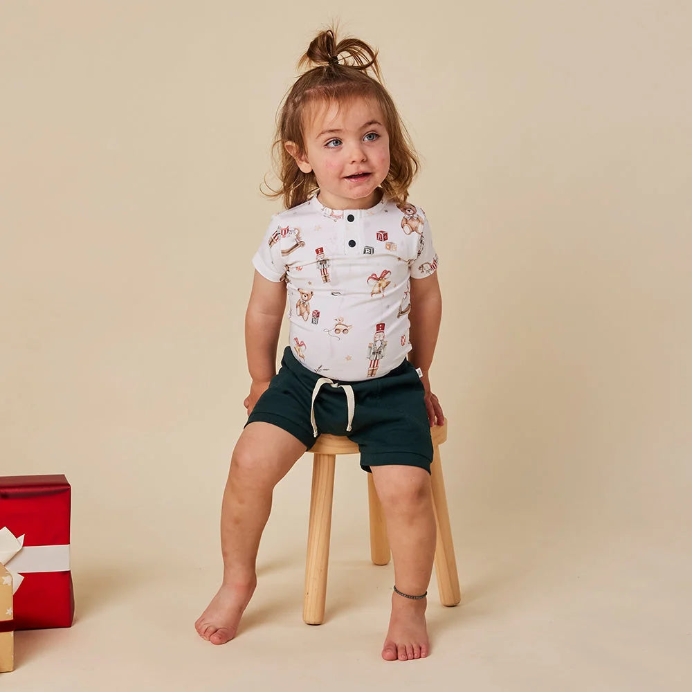 Snuggle Hunny Santa's Toy Shop Short Sleeve Bodysuit