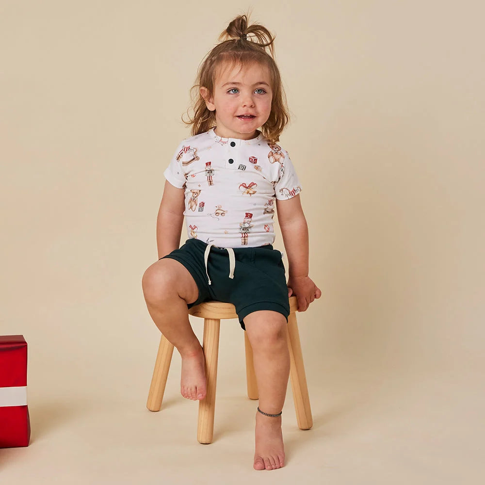Snuggle Hunny Santa's Toy Shop Short Sleeve Bodysuit