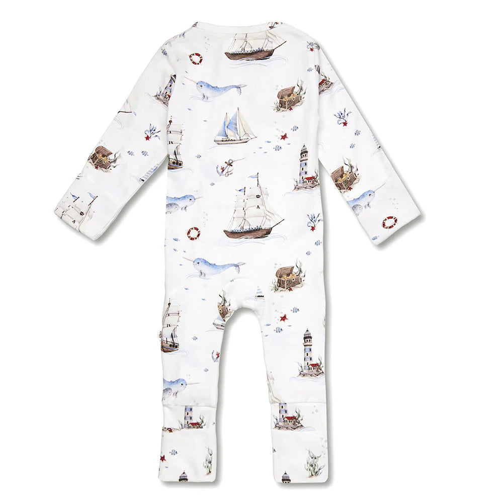 Snuggle Hunny - Organic Snugglesuit Convertable Romper - Set Sail