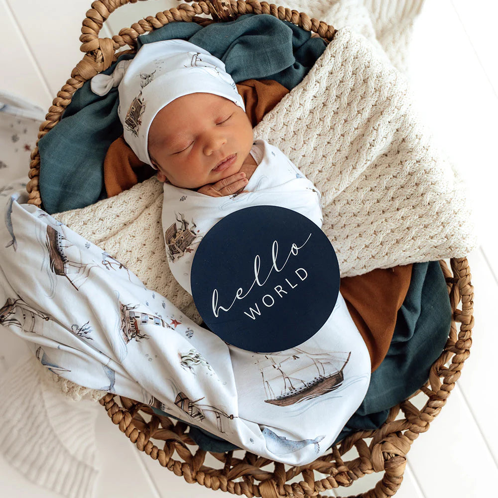 Snuggle Hunny - Organic Jersey Wrap & Beanie Set - Set Sail