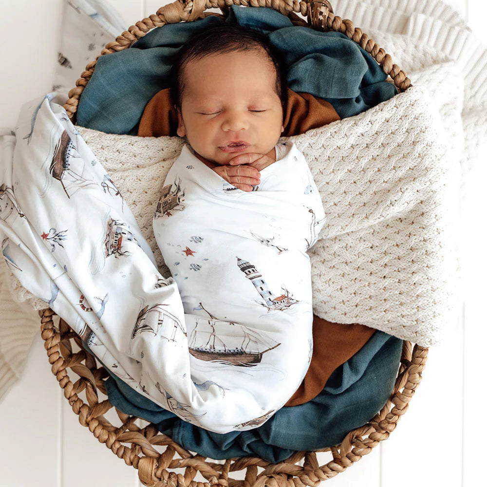 Snuggle Hunny - Organic Jersey Wrap & Beanie Set - Set Sail