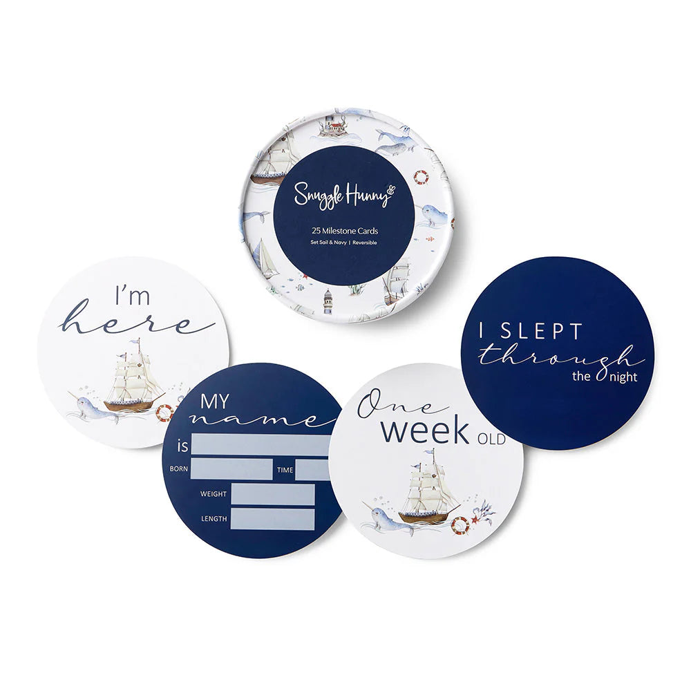 Snuggle Hunny - Reversible Milestone Cards - Set Sail