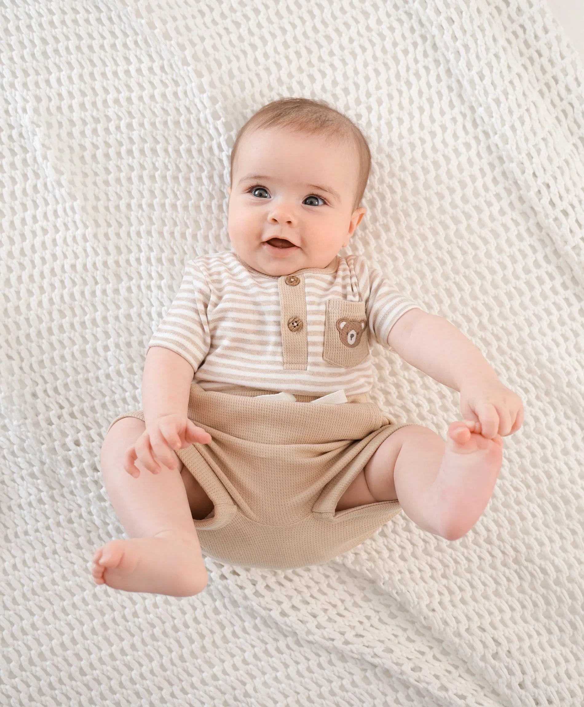 Organic Cotton Waffle Shorts - Oat