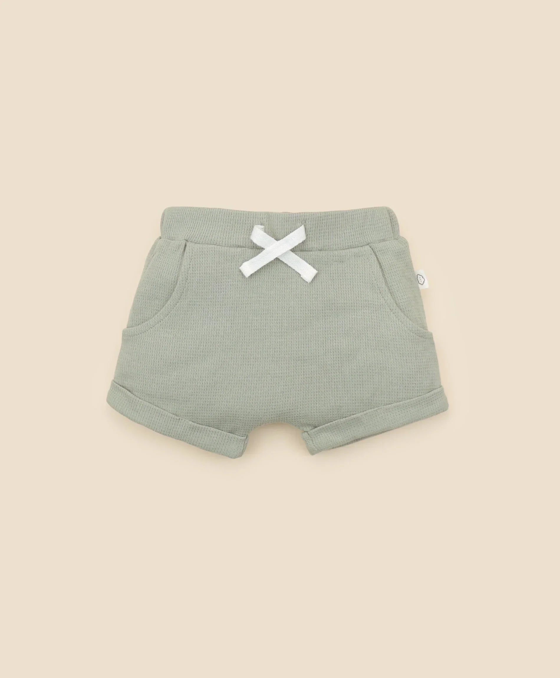 Organic Cotton Waffle Shorts - Sage Green