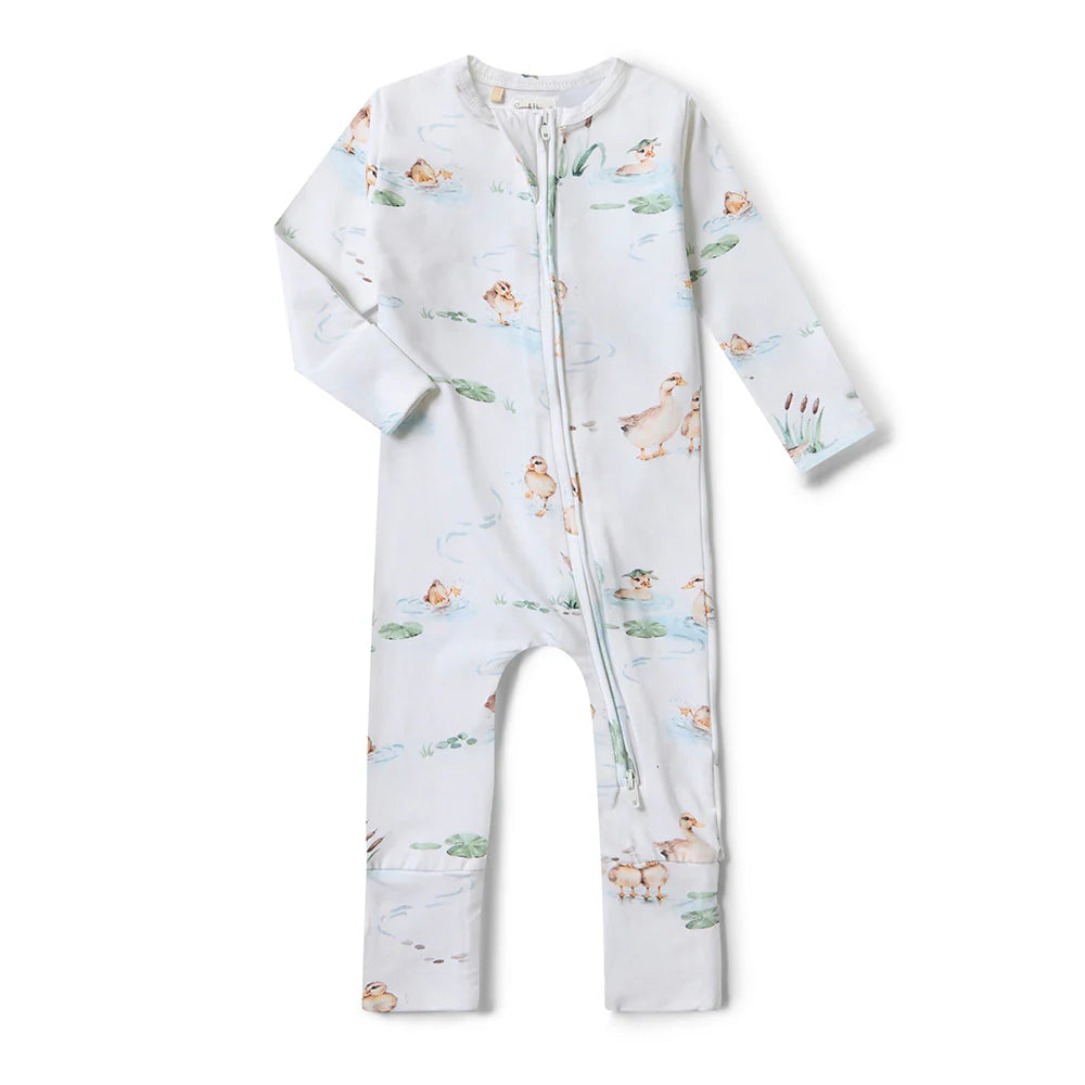 Snuggle Hunny Organic Snugglesuit Covertible Romper - Duck Pond