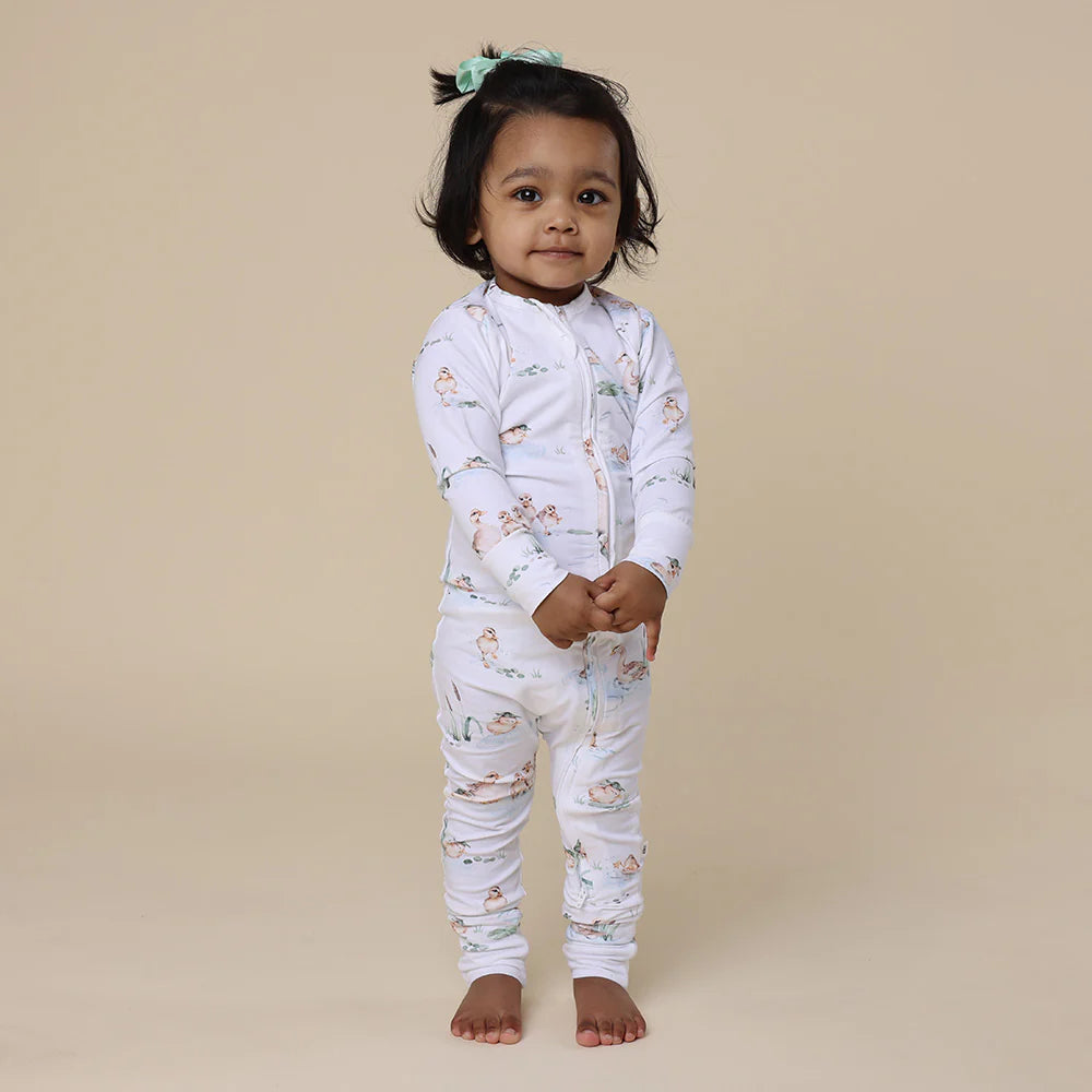 Snuggle Hunny Organic Snugglesuit Covertible Romper - Duck Pond