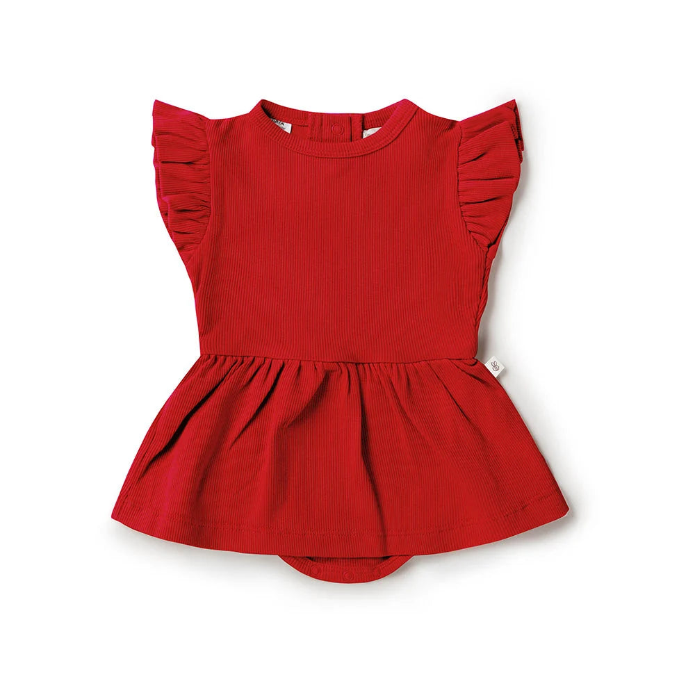 Snuggle Hunny Red Short Sleeve Organic Dress