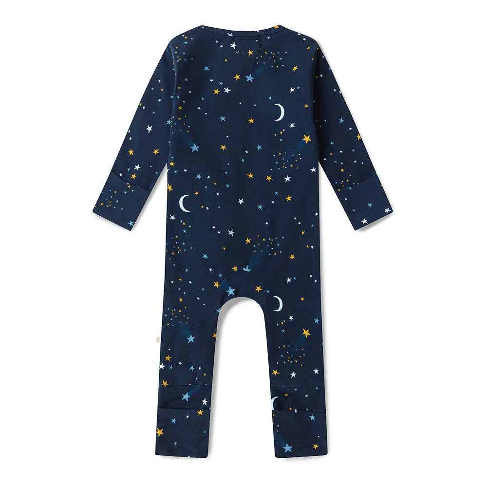 Snuggle Hunny - Organic Snugglesuit Convertable Romper - Starry Night