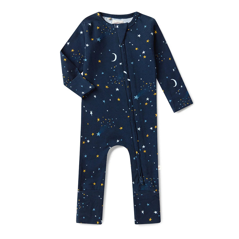 Snuggle Hunny - Organic Snugglesuit Convertable Romper - Starry Night