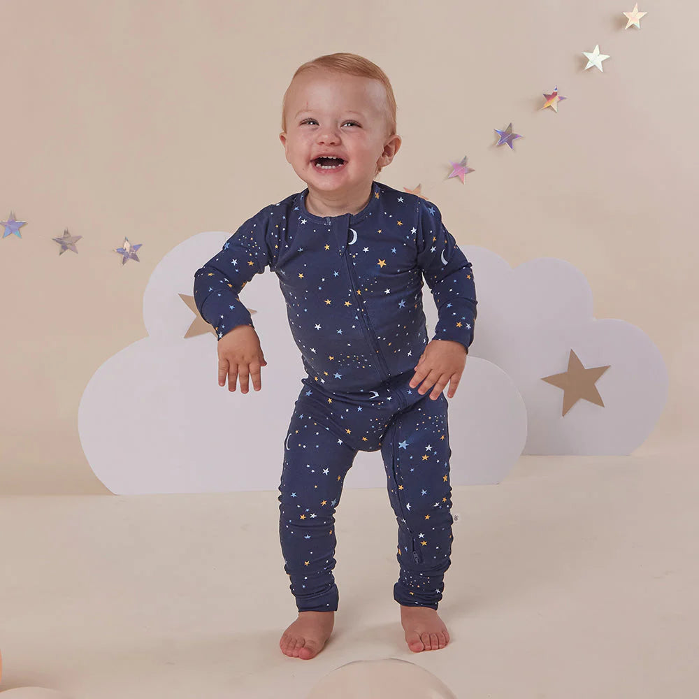 Snuggle Hunny - Organic Snugglesuit Convertable Romper - Starry Night