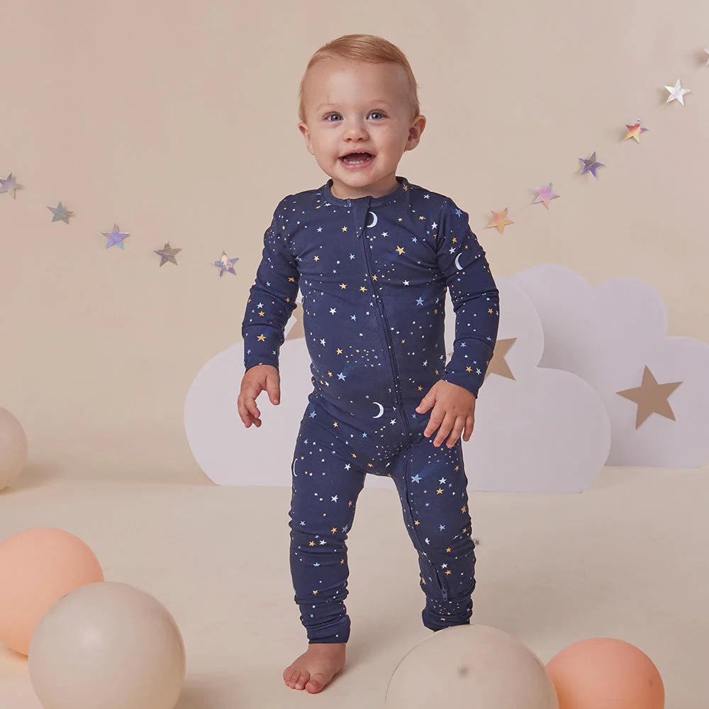 Snuggle Hunny - Organic Snugglesuit Convertable Romper - Starry Night