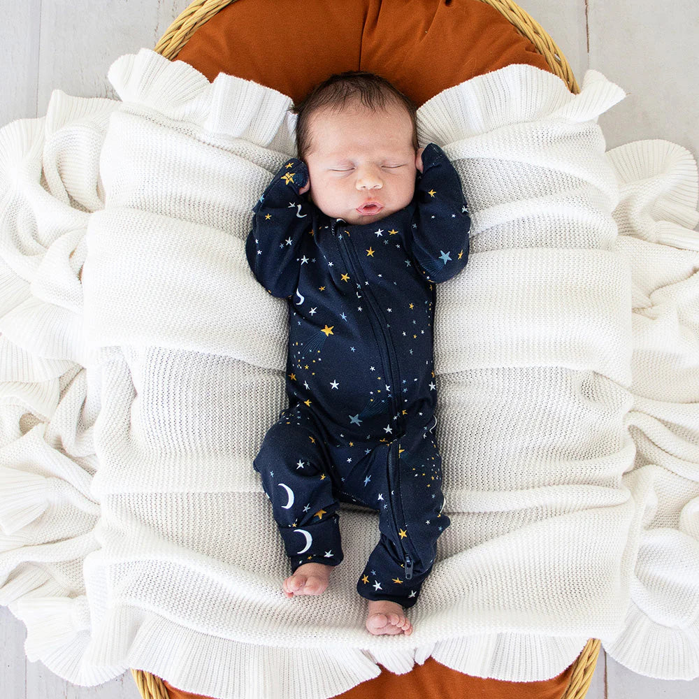Snuggle Hunny - Organic Snugglesuit Convertable Romper - Starry Night
