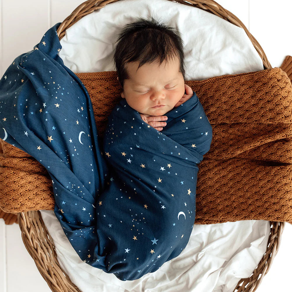 Snuggle Hunny - Organic Jersey Wrap & Beanie Set - Starry Night