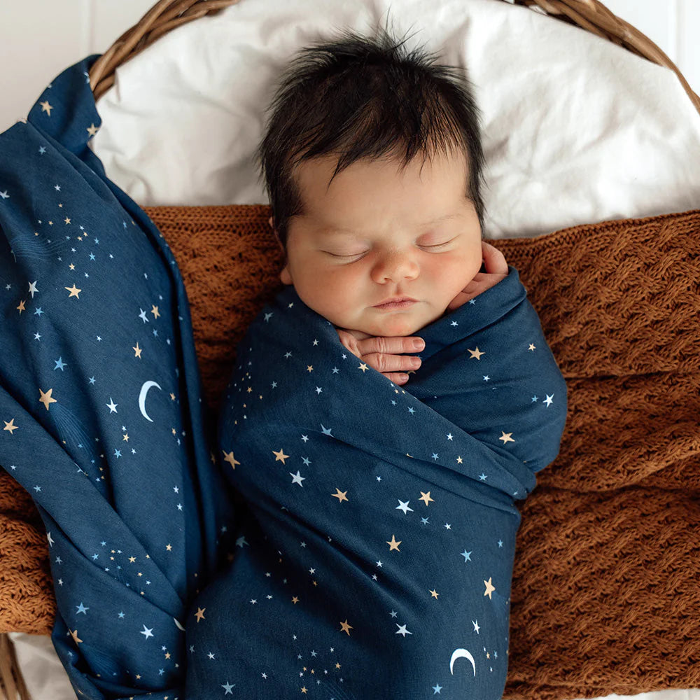 Snuggle Hunny - Organic Jersey Wrap & Beanie Set - Starry Night