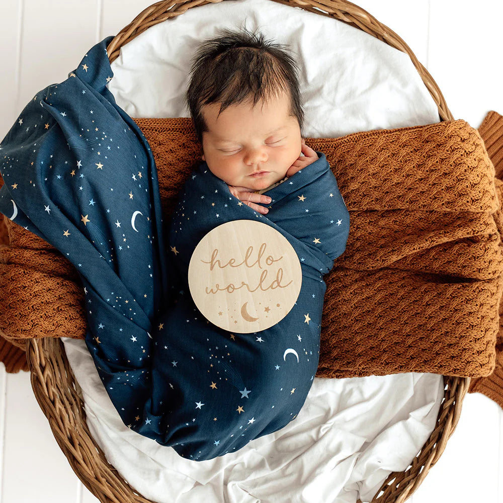 Snuggle Hunny - Organic Jersey Wrap & Beanie Set - Starry Night