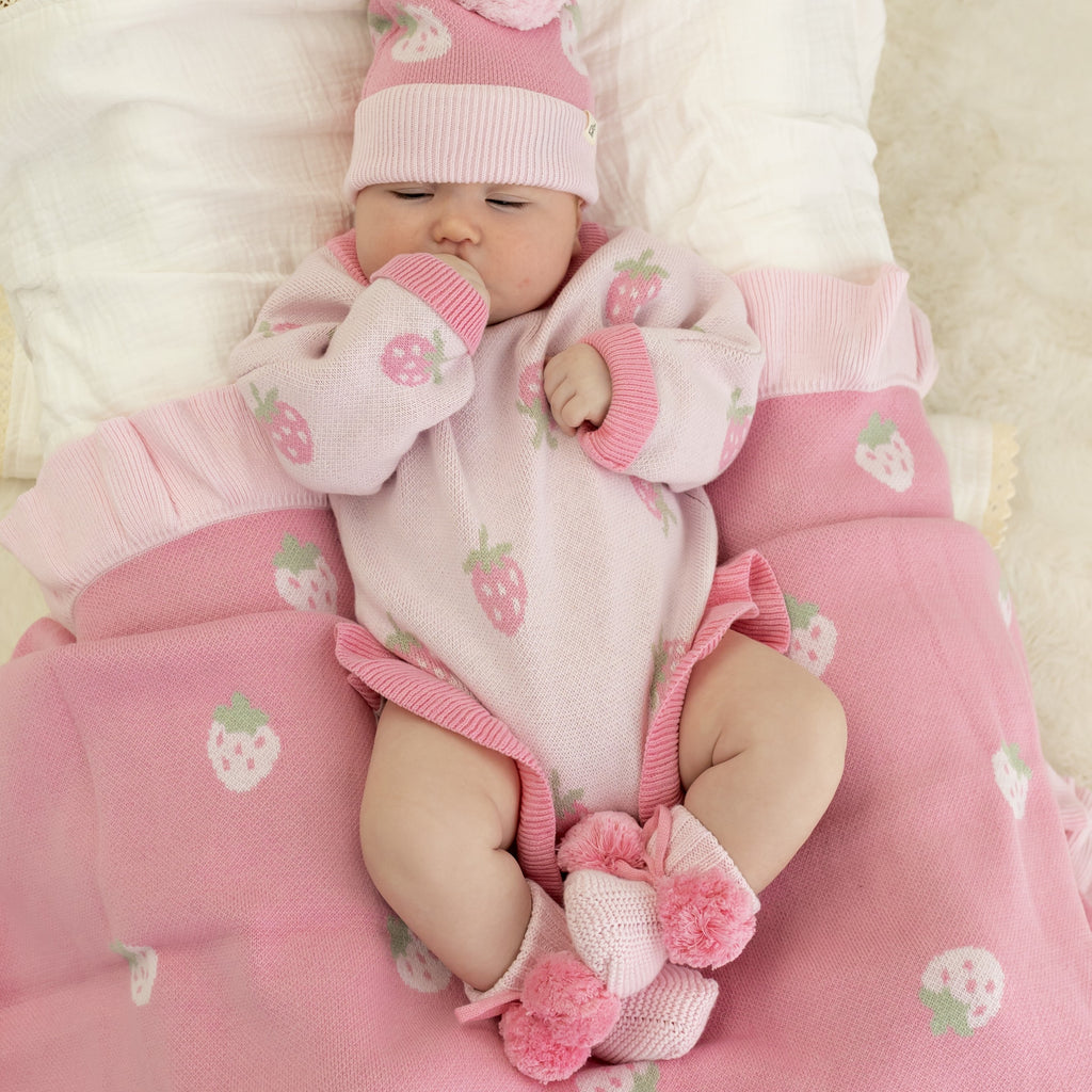 Strawberry Kisses Knit Romper