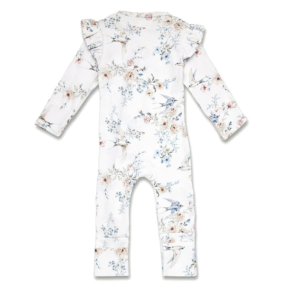 Snuggle Hunny - Organic Snugglesuit Convertable Romper - Sweet Swallows