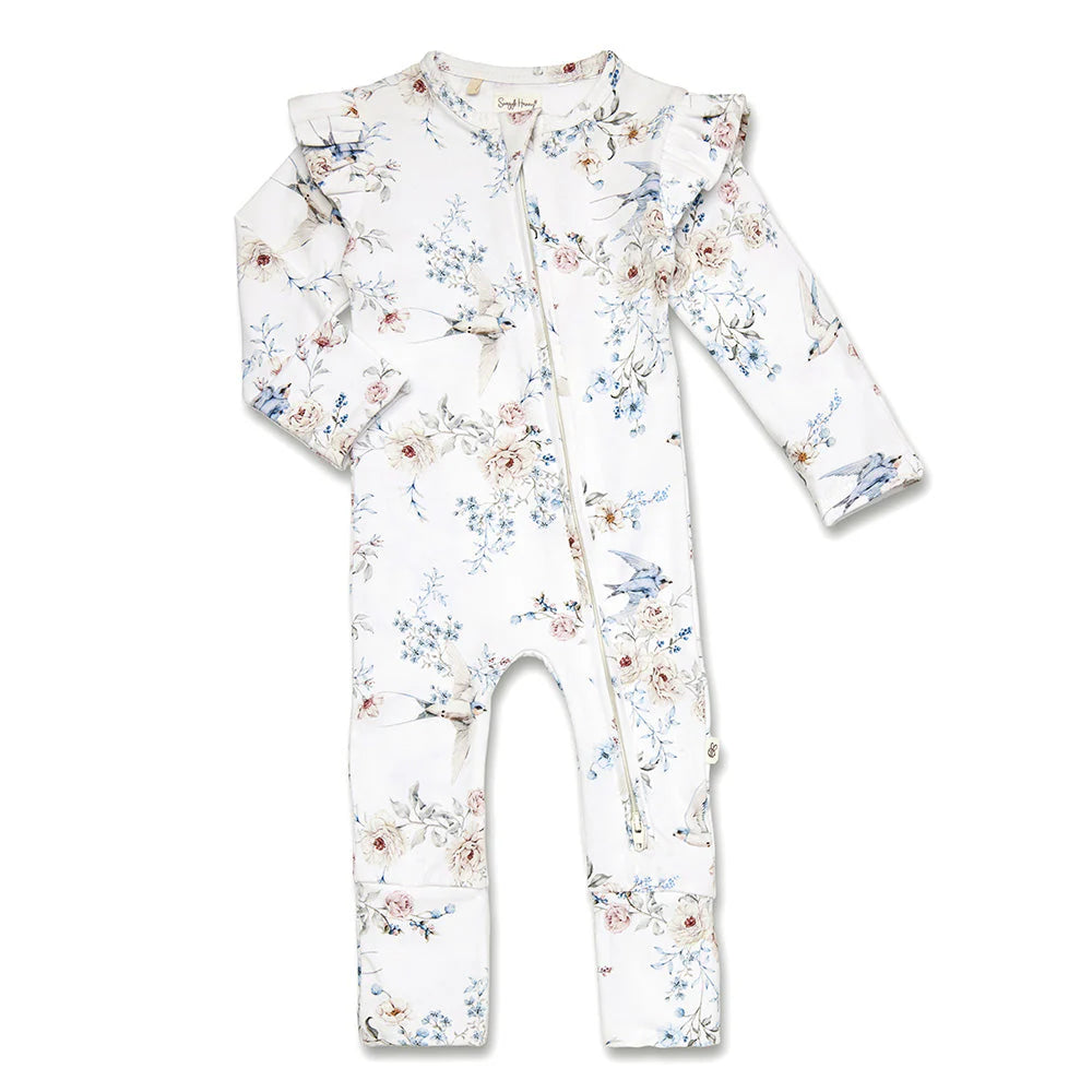 Snuggle Hunny - Organic Snugglesuit Convertable Romper - Sweet Swallows