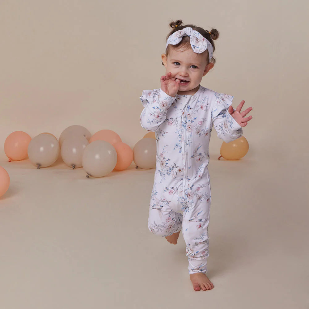 Snuggle Hunny - Organic Snugglesuit Convertable Romper - Sweet Swallows