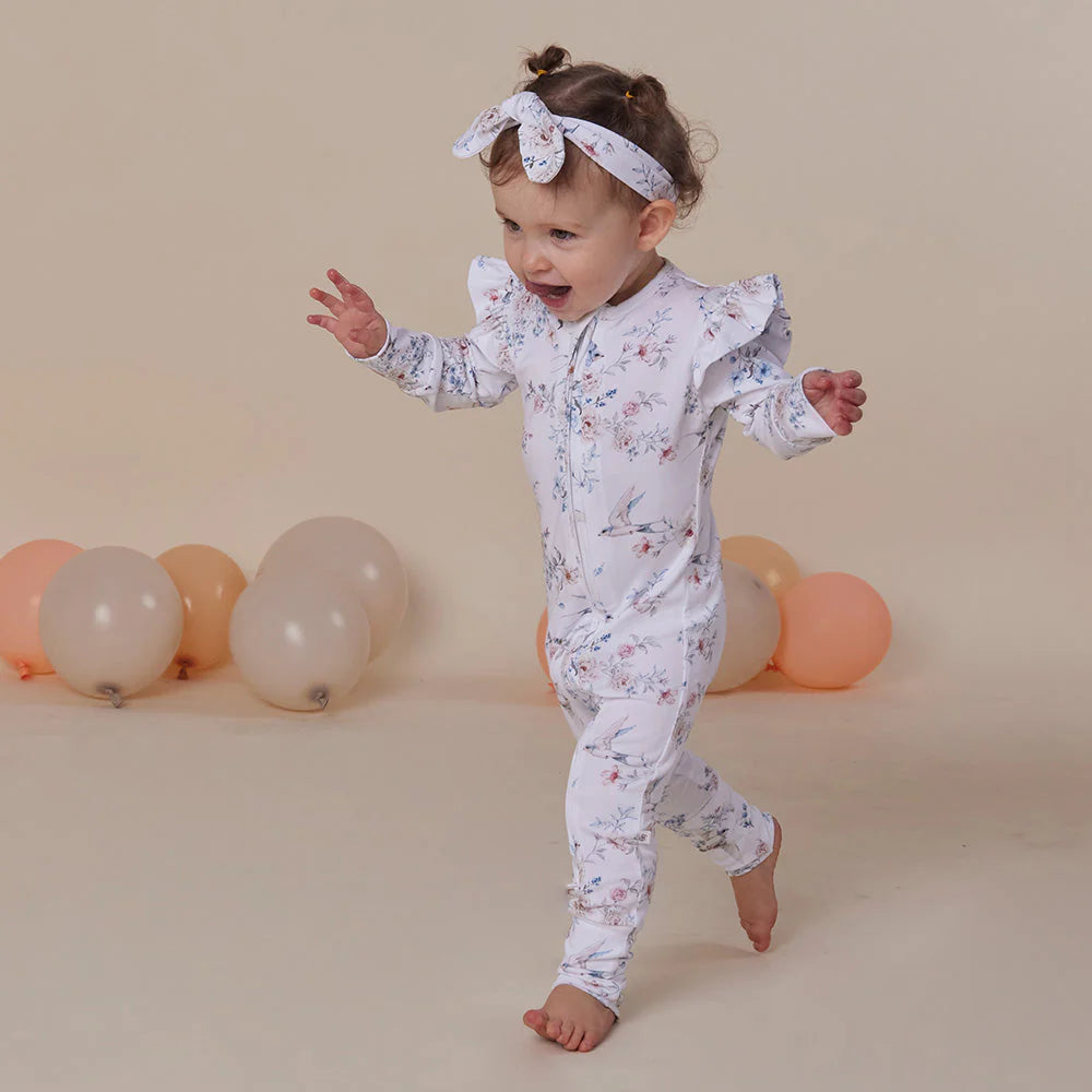 Snuggle Hunny - Organic Snugglesuit Convertable Romper - Sweet Swallows