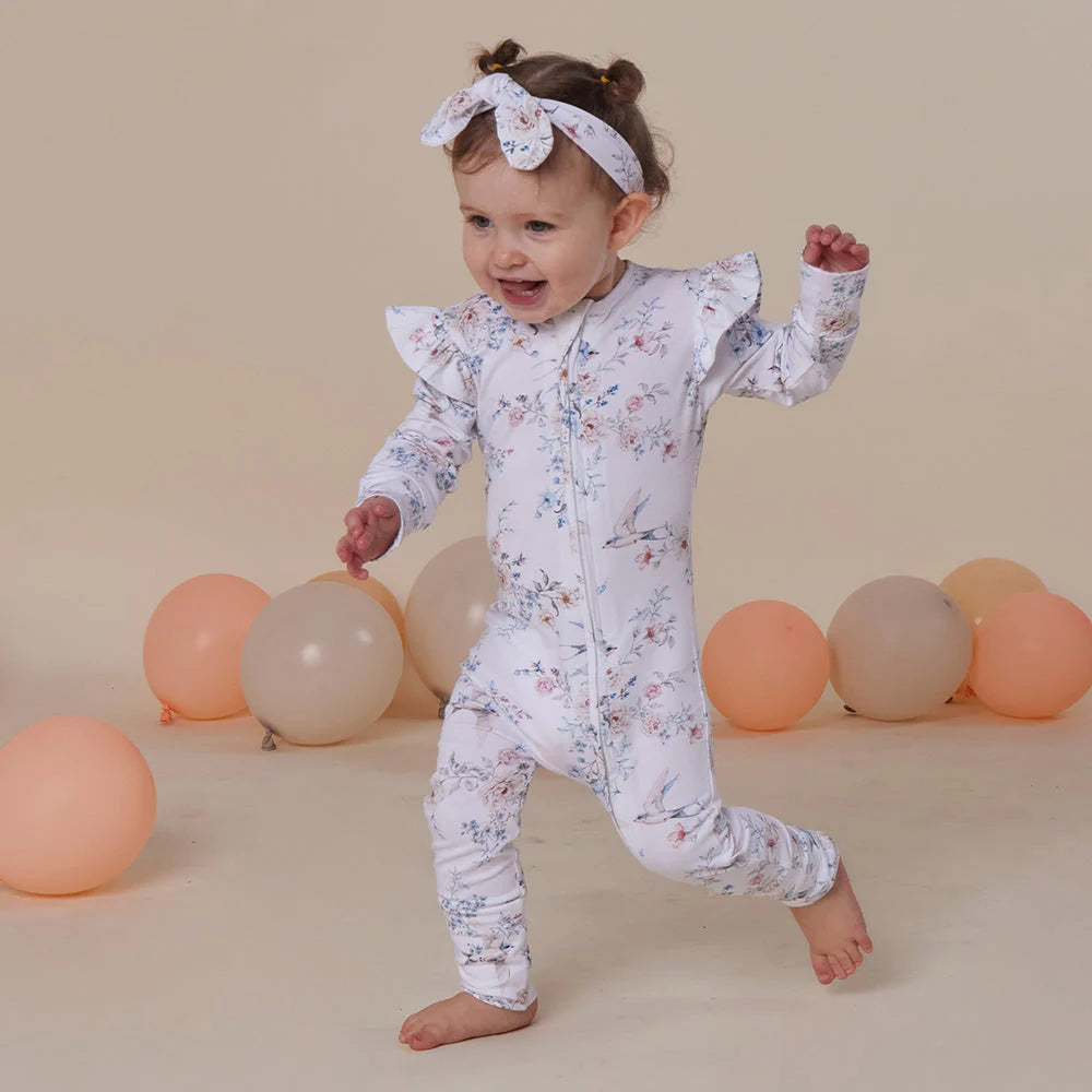 Snuggle Hunny - Organic Snugglesuit Convertable Romper - Sweet Swallows