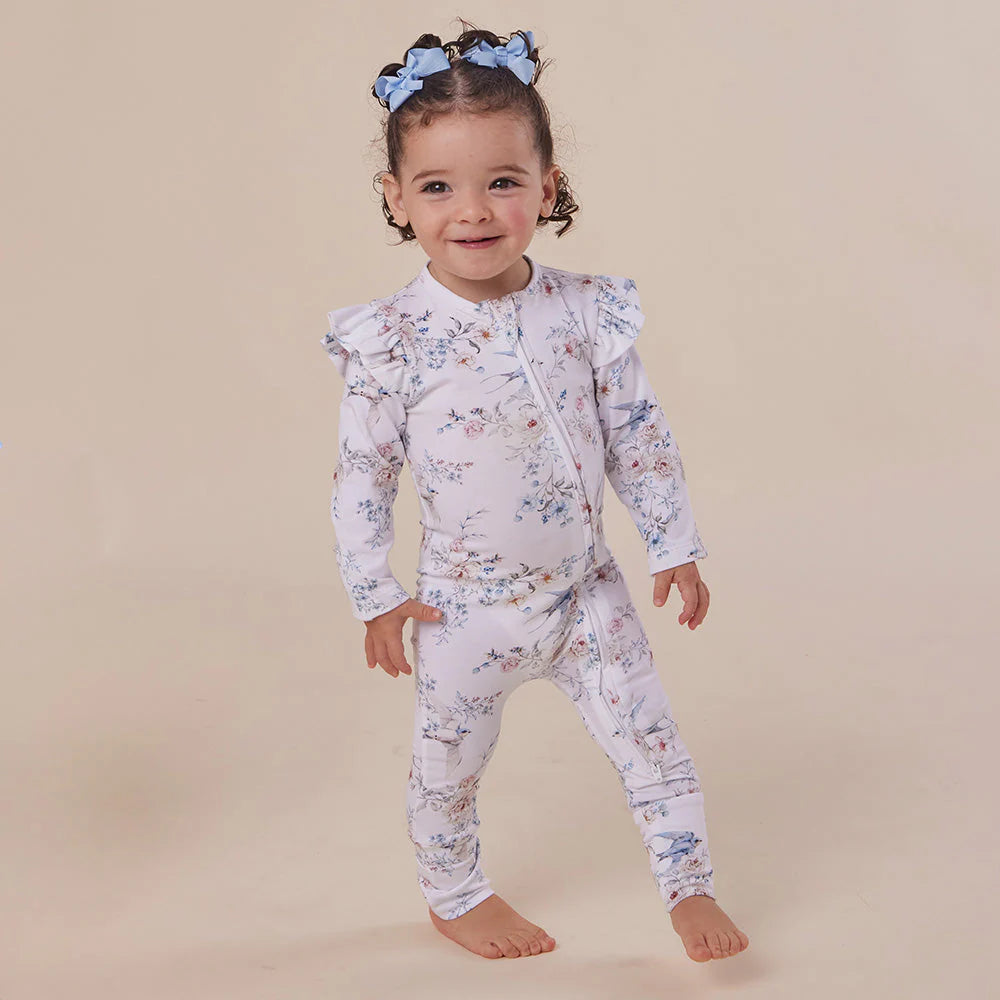 Snuggle Hunny - Organic Snugglesuit Convertable Romper - Sweet Swallows