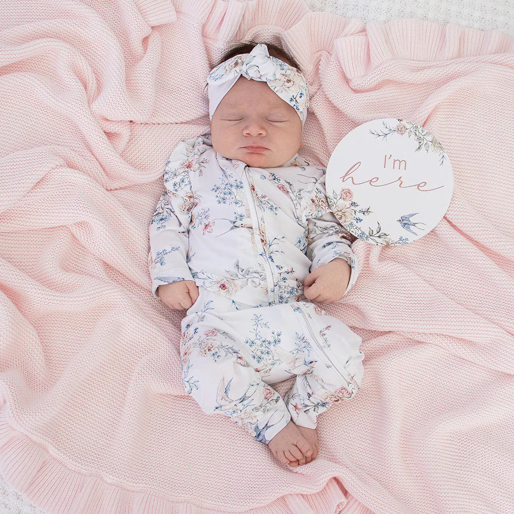 Snuggle Hunny - Organic Snugglesuit Convertable Romper - Sweet Swallows