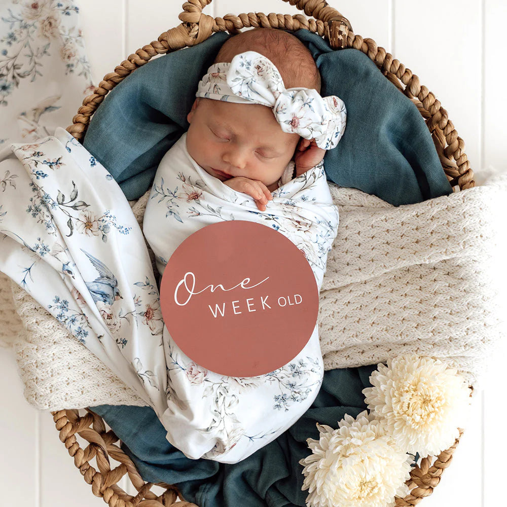 Snuggle Hunny - Organic Jersey Wrap & Topknot Set - Sweet Swallows