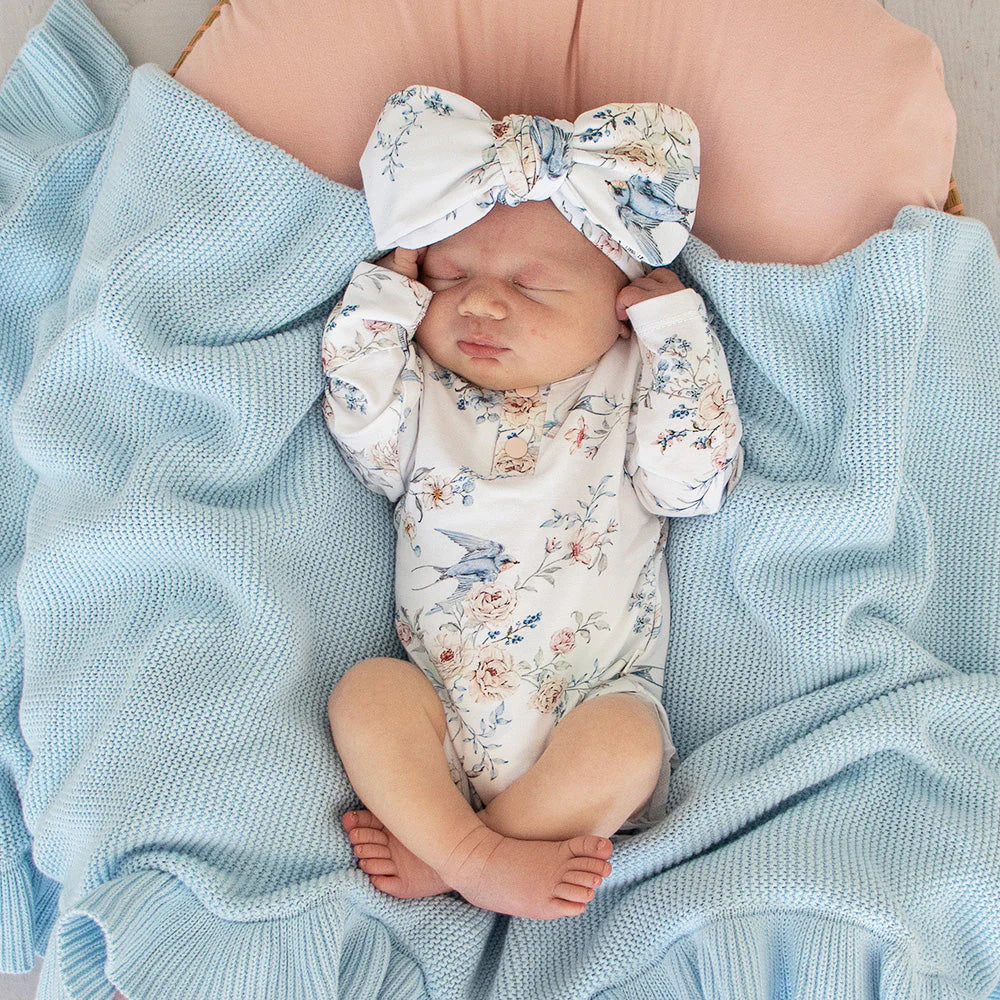 Snuggle Hunny - LS Organic Bodysuit w Frill - Sweet Swallows