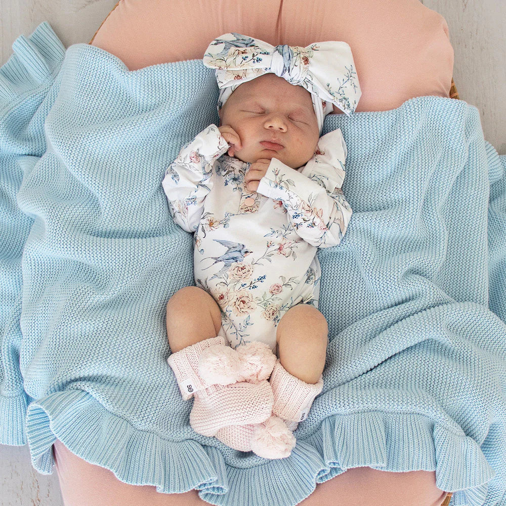 Snuggle Hunny - LS Organic Bodysuit w Frill - Sweet Swallows