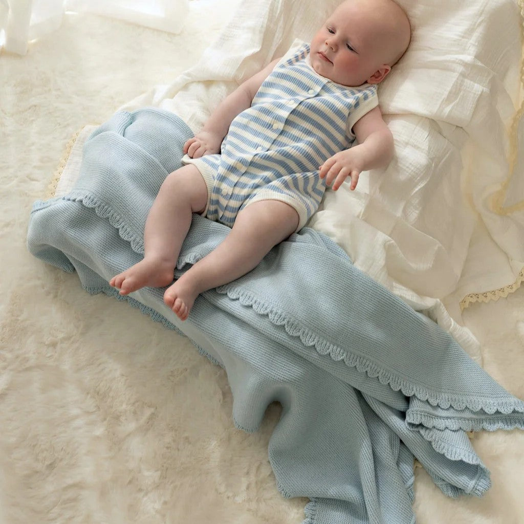 Heritage Knit Blanket - Traditional Blue