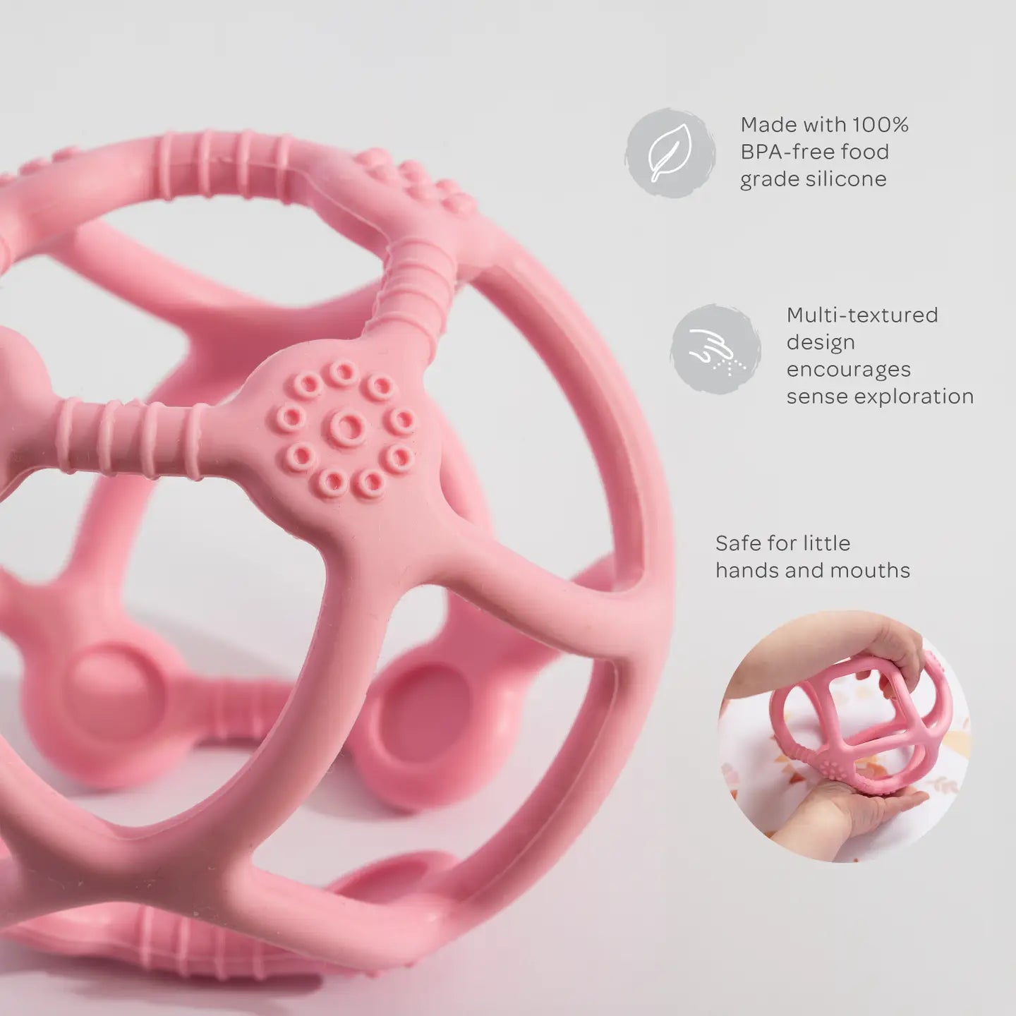 Silicon Teething Ball - Light Pink