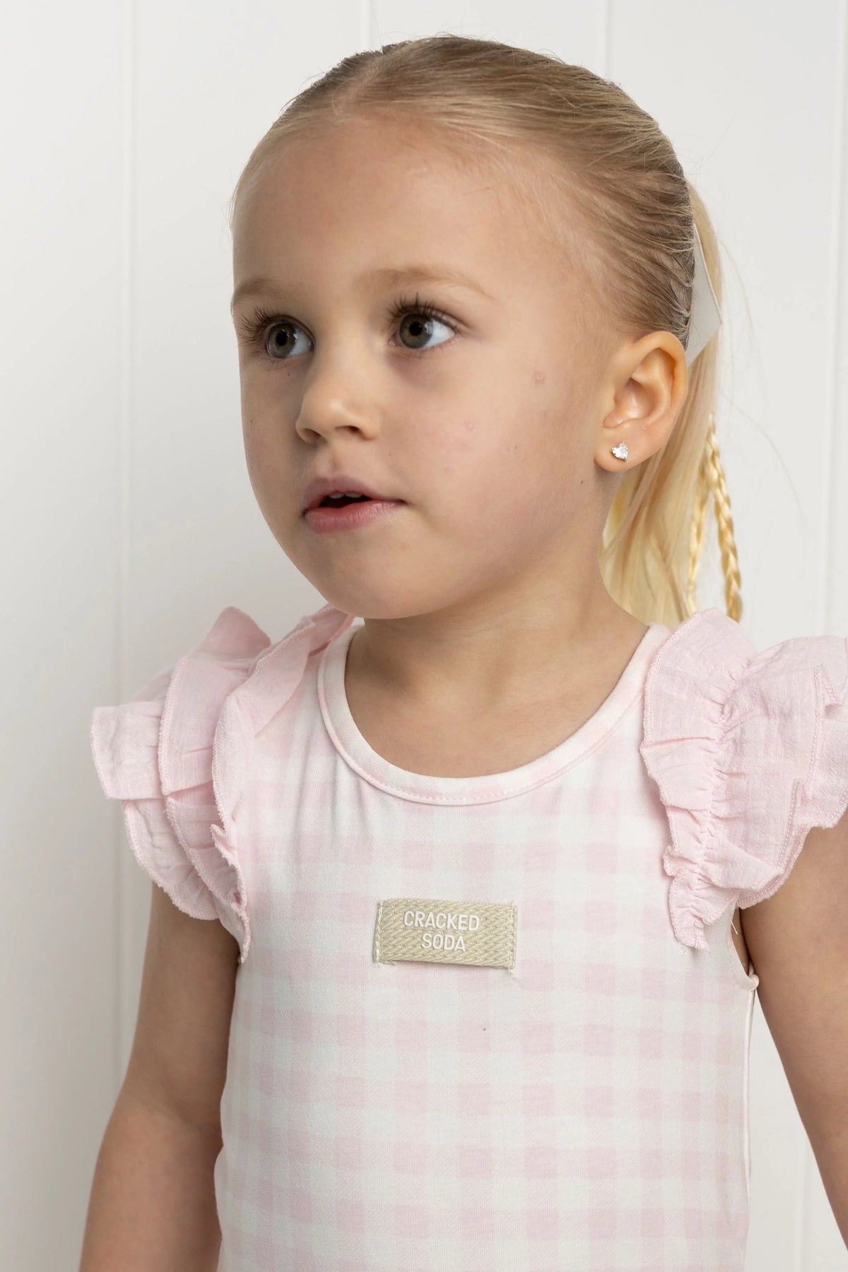 Cracked Soda - Tilli Check Frill Bodysuit pink check