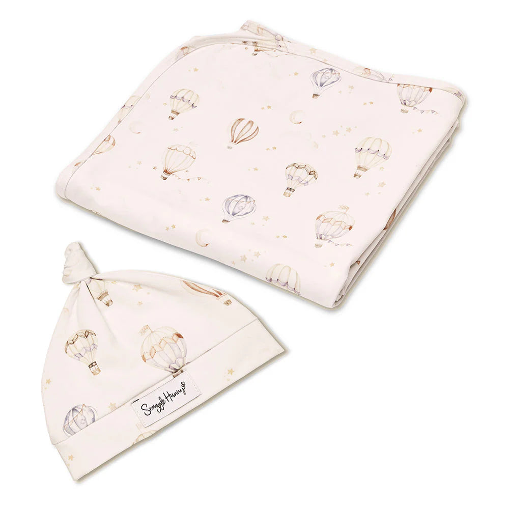 Snuggle Hunny - Organic Jersey Wrap & Beanie Set - Up & Away